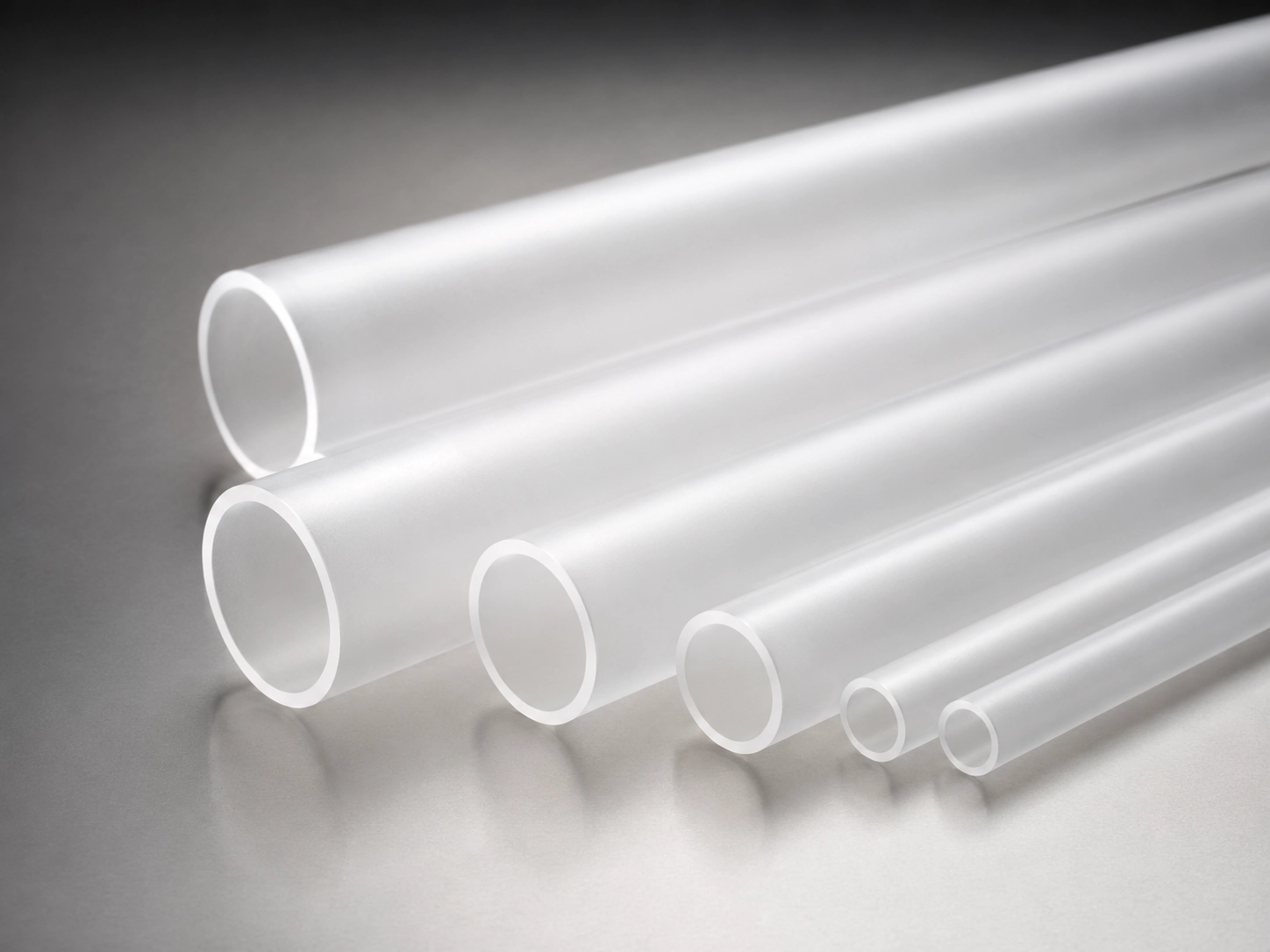 Custom extruded frosted acrylic diffuser tubes cut to length with polished ends for commercial lighting projects Custom extruded frosted acrylic diffuser tubes cut to length with polished ends for commercial lighting projects